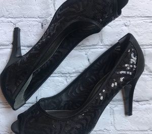 Adrianna Papell sequined peeptoe heels